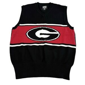 Georgia Bulldogs Sweater Vest Men's Size Large Cotton NCAA V-Neck Game Day OTS